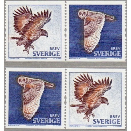 Sverige 2009. Fugle. AFA nr. 2640-43, postfrisk stemplet  hæfte FDC parstykkke