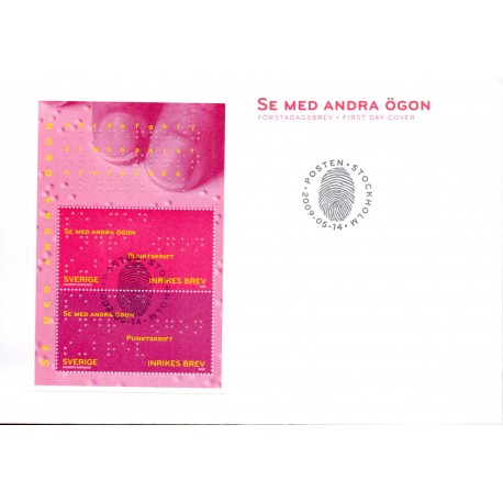 Sverige 2009. Se med andre øjne. AFA nr. 2651, postfrisk miniark stemplet  hæfte FDC parstykkke