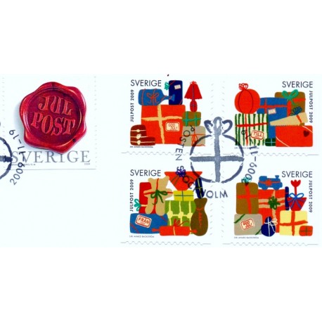 Sverige 2009. Julefrimærker. AFA nr. 2670-74, stemplet hæfte FDC parstykkke