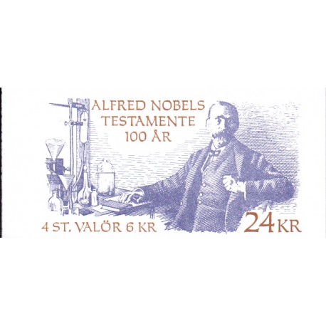 Sverige 1995. Alfred Nobel, AFA 1841-44, postfrisk stemplet  hæfte FDC