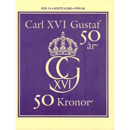 Sverige 1996. Kong Gustav 50 år. AFA 1861-64 postfrisk stemplet  hæfte FDC