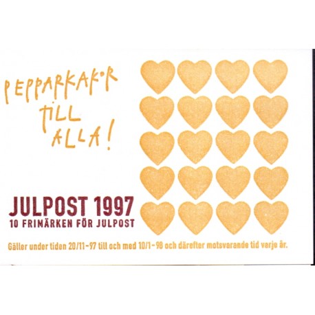 Sverige 1997. Julefrimærker. AFA nr. 1956-57 postfrisk stemplet  hæfte FDC