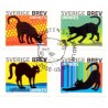 Sverige 2010. Katte. AFA nr. 2678-81 postfrisk  sammentryk stemplet  hæfte FDC parstykkke