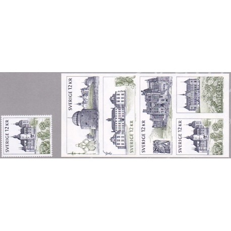 Sverige 2010. Svenske slotte. AFA nr. 2684-88 postfrisk sammentryk stemplet  hæfte FDC parstykkke