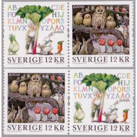 Sverige 2010. Europamærker / CEPT. AFA nr. 2682-83 postfrisk parstykker stemplet  hæfte FDC parstykkke