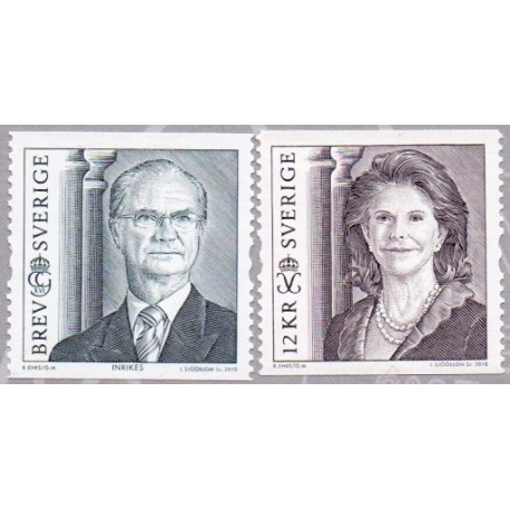 Sverige 2010. Kong Carl og Dr. Silvia. AFA nr. 2698-99 postfrisk stemplet  hæfte FDC parstykkke