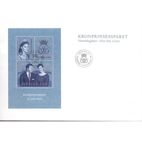 Sverige 2010. Kronprinsesseparret. AFA nr. 2703 postfrisk miniark stemplet  hæfte FDC parstykkke