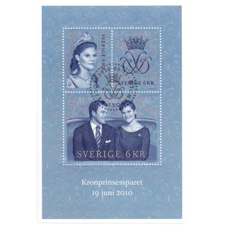 Sverige 2010. Kronprinsesseparret. AFA nr. 2703 postfrisk miniark stemplet  hæfte FDC parstykkke