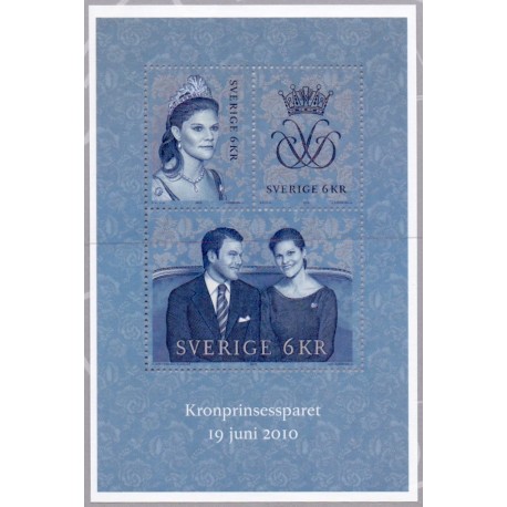 Sverige 2010. Kronprinsesseparret. AFA nr. 2703 postfrisk miniark stemplet  hæfte FDC parstykkke