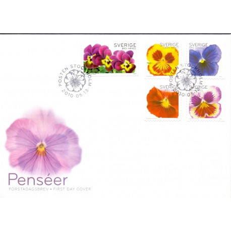 Sverige 2010. Stedmoderblomster. AFA nr. 2704-08 postfrisk stemplet  hæfte FDC parstykkke
