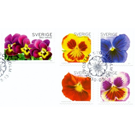 Sverige 2010. Stedmoderblomster. AFA nr. 2704-08 postfrisk stemplet  hæfte FDC parstykkke