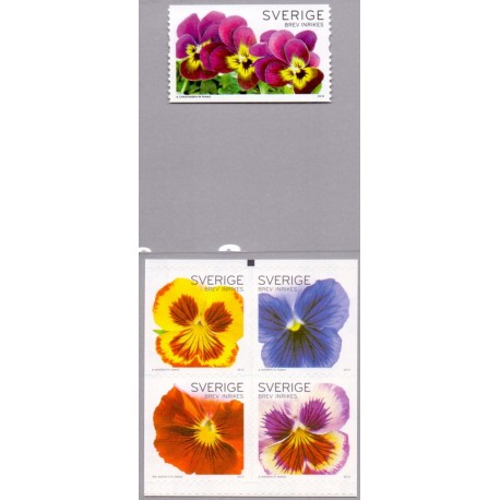 Sverige 2010. Stedmoderblomster. AFA nr. 2704-08 postfrisk stemplet  hæfte FDC parstykkke