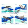 Sverige 2010. Livet i havet. AFA nr. 2709-12 postfriske sammentryk stemplet  hæfte FDC parstykkke