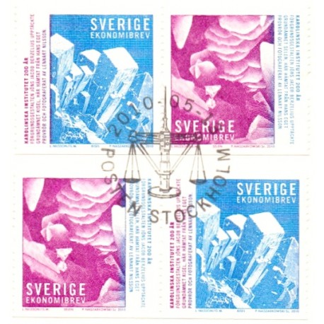 Sverige 2010. Karolinska Instituttet. AFA nr. 2713-14 postfrisk sammentryk stemplet  hæfte FDC parstykkke