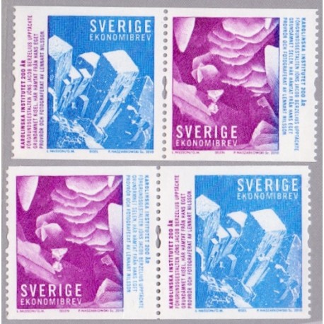 Sverige 2010. Karolinska Instituttet. AFA nr. 2713-14 postfrisk sammentryk stemplet  hæfte FDC parstykkke