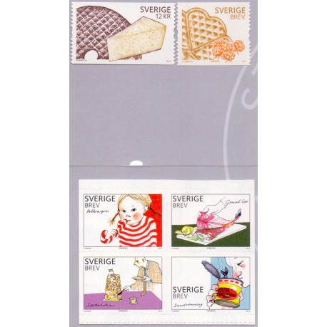 Sverige 2010. Svenske specialiteter. AFA nr. 2721-26 postfrisk stemplet  hæfte FDC parstykkke