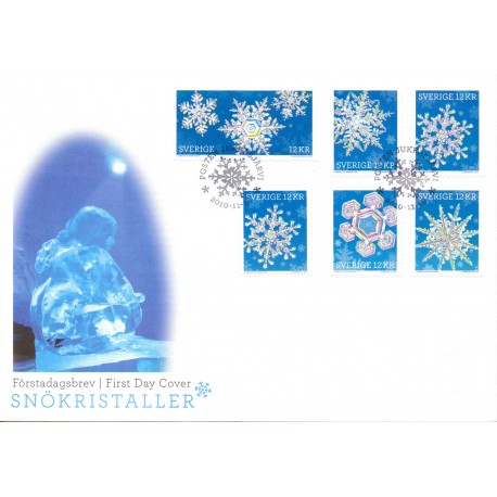 Sverige 2010. Snekrystaller. AFA nr. 2731-35 postfrisk  stemplet  hæfte FDC parstykkke