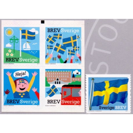 Sverige 2011. Hilsenfrimærker. AFA nr. 2741-45 postfrisk  stemplet  hæfte FDC parstykkke