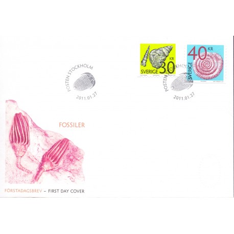 Sverige 2011. Forsiler. AFA nr. 2751-52 postfrisk stemplet  hæfte FDC parstykkke