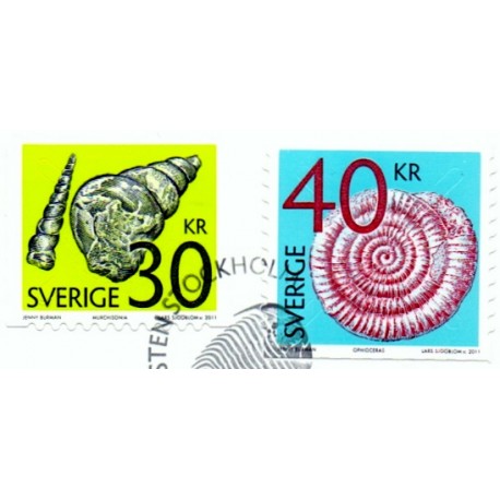 Sverige 2011. Forsiler. AFA nr. 2751-52 postfrisk stemplet  hæfte FDC parstykkke