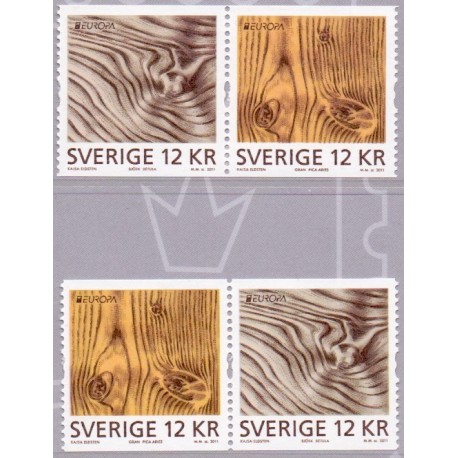 Sverige 2011. Europamærker / CEPT. AFA nr. 2759-60 postfrisk parstykker stemplet  hæfte FDC parstykkke
