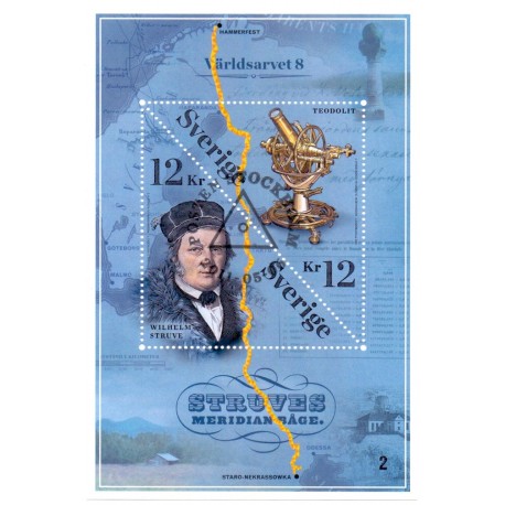 Sverige 2011. Struves merdianbue. AFA nr. 2772 postfrisk miniark stemplet  hæfte FDC parstykkke