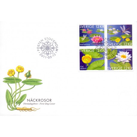 Sverige 2011. Åkander.  AFA nr. 2778-81 postfrisk sammnetryk stemplet  hæfte FDC parstykkke