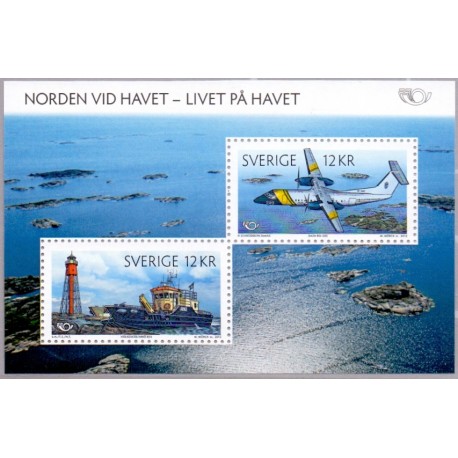 Sverige 2012. Norden ved havet. AFA nr. 2825 postfrisk miniark stemplet  hæfte FDC parstykkke