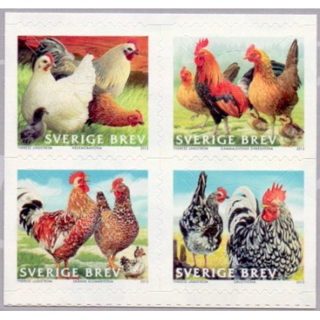 Sverige 2012. Påskefrimærker. AFA nr. 2835-38 postfrisk stemplet  hæfte FDC parstykkke
