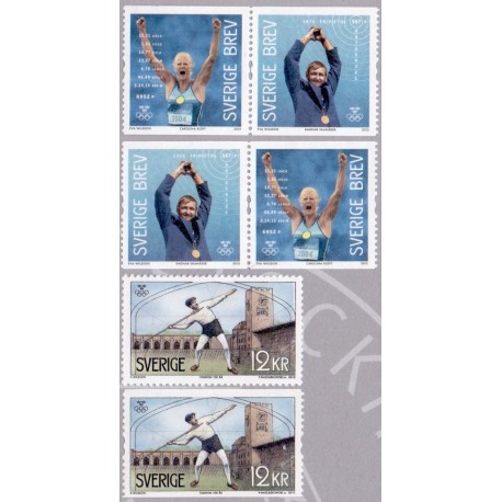Sverige 2012. Svenske Ol-guldvinder. AFA nr. 2839-41 postfrisk stemplet  hæfte FDC parstykkke
