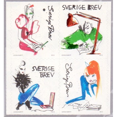 Sverige 2012. Skriv. AFA nr. 2854-57 postfrisk   stemplet  hæfte FDC parstykkke