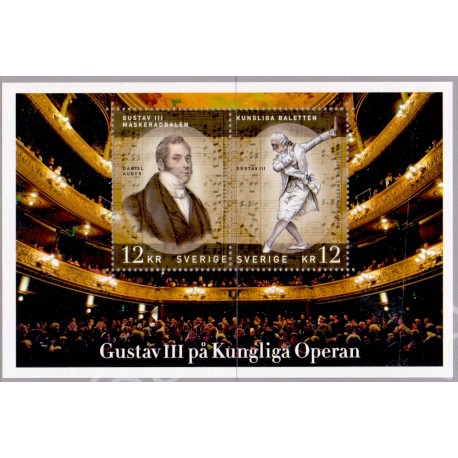 Sverige 2012. Den kongelige Opera. AFA nr. 2866 postfrisk miniark stemplet  hæfte FDC parstykkke