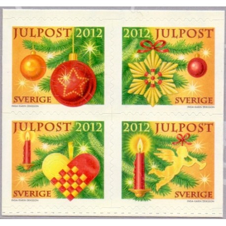 Sverige 2012. Julefrimærker. AFA nr. 2867-70 postfrisk stemplet  hæfte FDC parstykkke