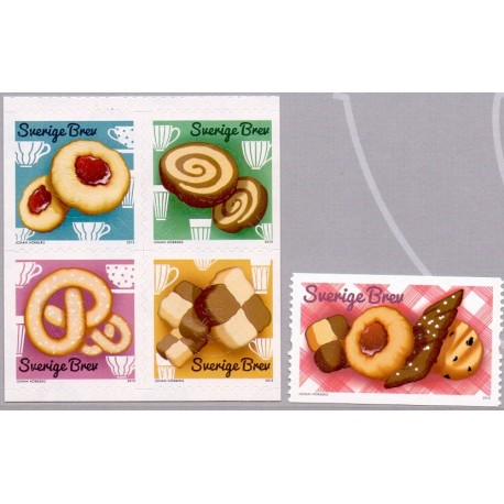 Sverige 2013. Småkager. AFA nr. 2897-2901, postfrisk stemplet  hæfte FDC parstykkke