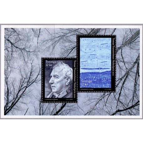 Sverige 2013. Transrömer og Nobeldiplom. AFA nr. 2933, postfrisk miniark stemplet  hæfte FDC parstykkke