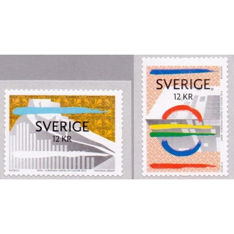 Sverige 2014. Årets kulturhovedstæder. AFA nr. 2942-43, postfrisk stemplet  hæfte FDC parstykkke