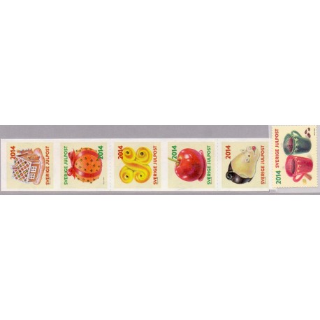Sverige 2014. Julefrimærker. AFA nr. 2981-86 postfrisk stemplet  hæfte FDC parstykkke