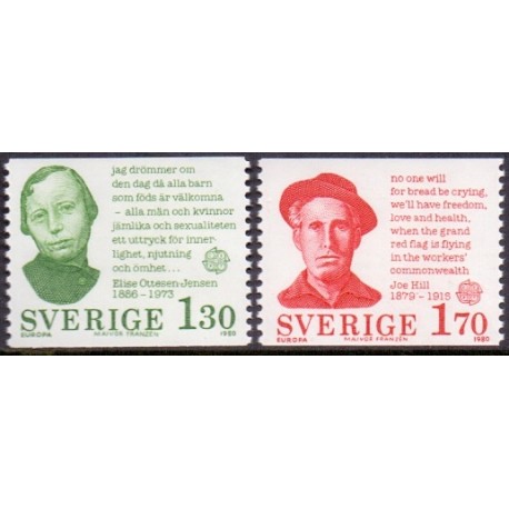 Sverige. 1980. Europamærker / CEPT. AFA nr. 1110-11 postfrisk stemplet  hæfte FDC parstykkke