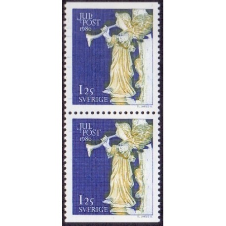 Sverige. 1980. Julefrimærker. AFA nr. 1137 Co/Cn,  postfrisk parstykke  stemplet  hæfte FDC parstykkke