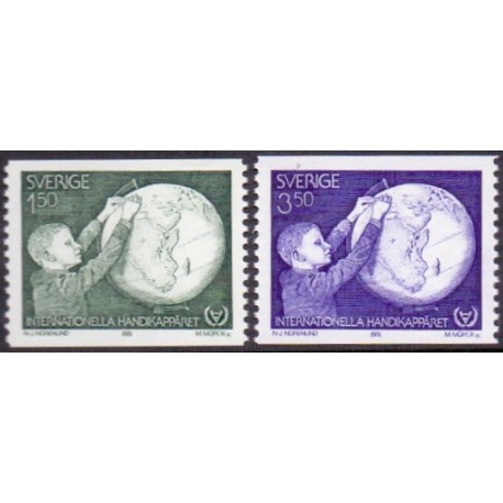 Sverige. 1981. FN's Internationale handicapår. AFA nr. 1147-48 postfrisk  stemplet  hæfte FDC parstykkke