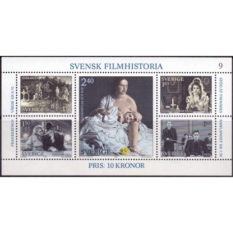 Sverige. 1981. Filmhistorie, AFA nr. 1168-72 postfrisk miniark stemplet  hæfte FDC parstykkke