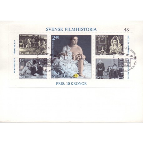 Sverige. 1981. Filmhistorie, AFA nr. 1168-72 postfrisk miniark stemplet  hæfte FDC parstykkke