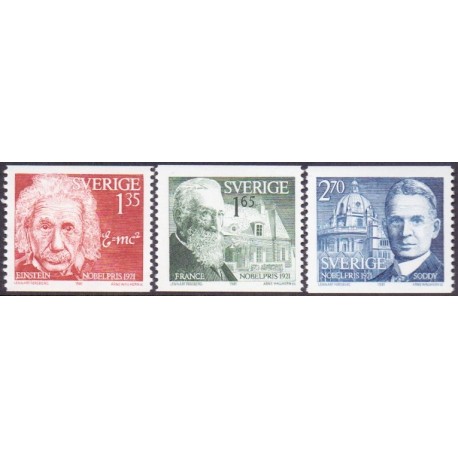 Sverige. 1981. Nobelpristager 1921, AFA nr. 1173-75 postfrisk  stemplet  hæfte FDC parstykkke