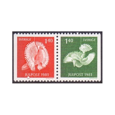 Sverige. 1981. Julefrimærker, AFA nr. 1176-77 postfrisk parstykke stemplet  hæfte FDC parstykkke