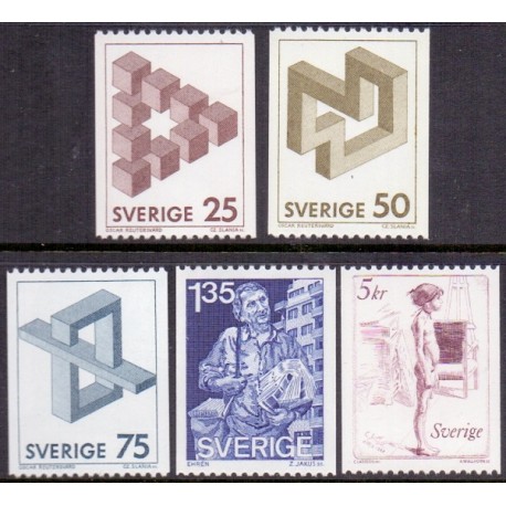 Sverige. 1982. Brugsudgave, AFA nr. 1178-82 postfrisk  stemplet  hæfte FDC parstykkke