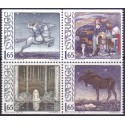 Sverige. 1982. Maleren John Bauer, AFA nr. 1183-86 postfrisk sammentryk  stemplet  hæfte FDC parstykkke
