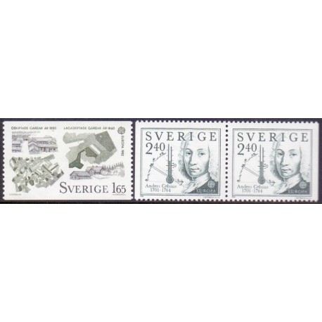 Sverige. 1982. Europamærker / CEPT, AFA nr. 1187-88 Ch/Cv postfrisk stemplet  hæfte FDC parstykkke