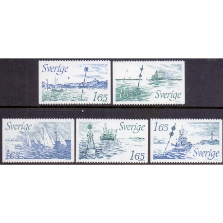 Sverige. 1982. Sømærker, AFA nr. 1192-96 postfrisk  stemplet  hæfte FDC parstykkke