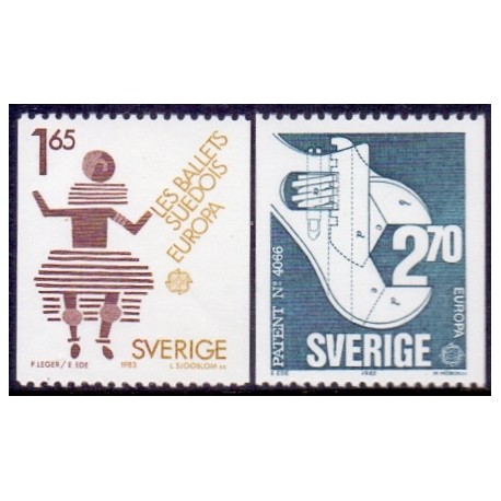Sverige. 1983. Europamærker / CEPT, AFA nr. 1229-30 postfrisk stemplet  hæfte FDC parstykkke