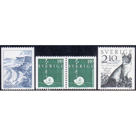 Sverige. 1983. Polarræv og Stora Karlsö, AFA nr. 1238-39 postfrisk  stemplet  hæfte FDC parstykkke SWEDEN